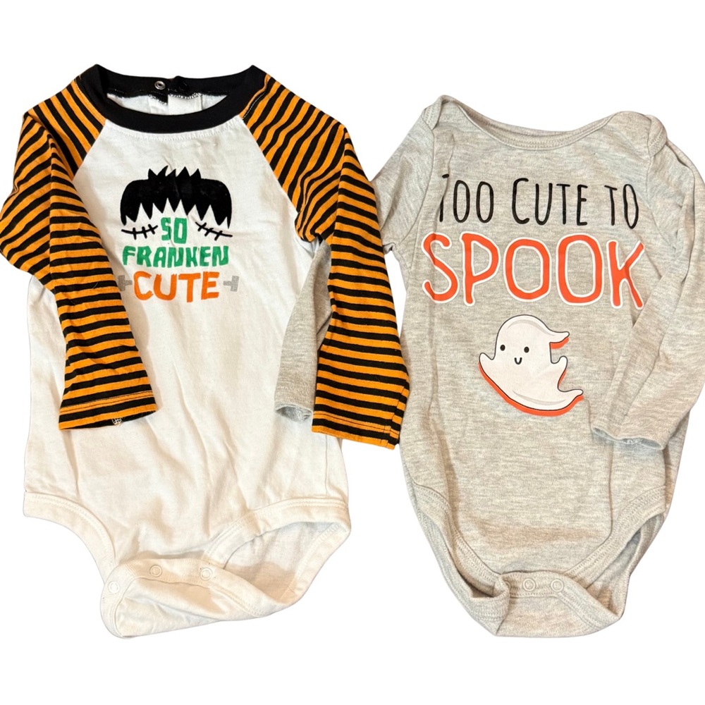 Baby Starters Halloween Bodysuits - White, Black, Orange, Gray